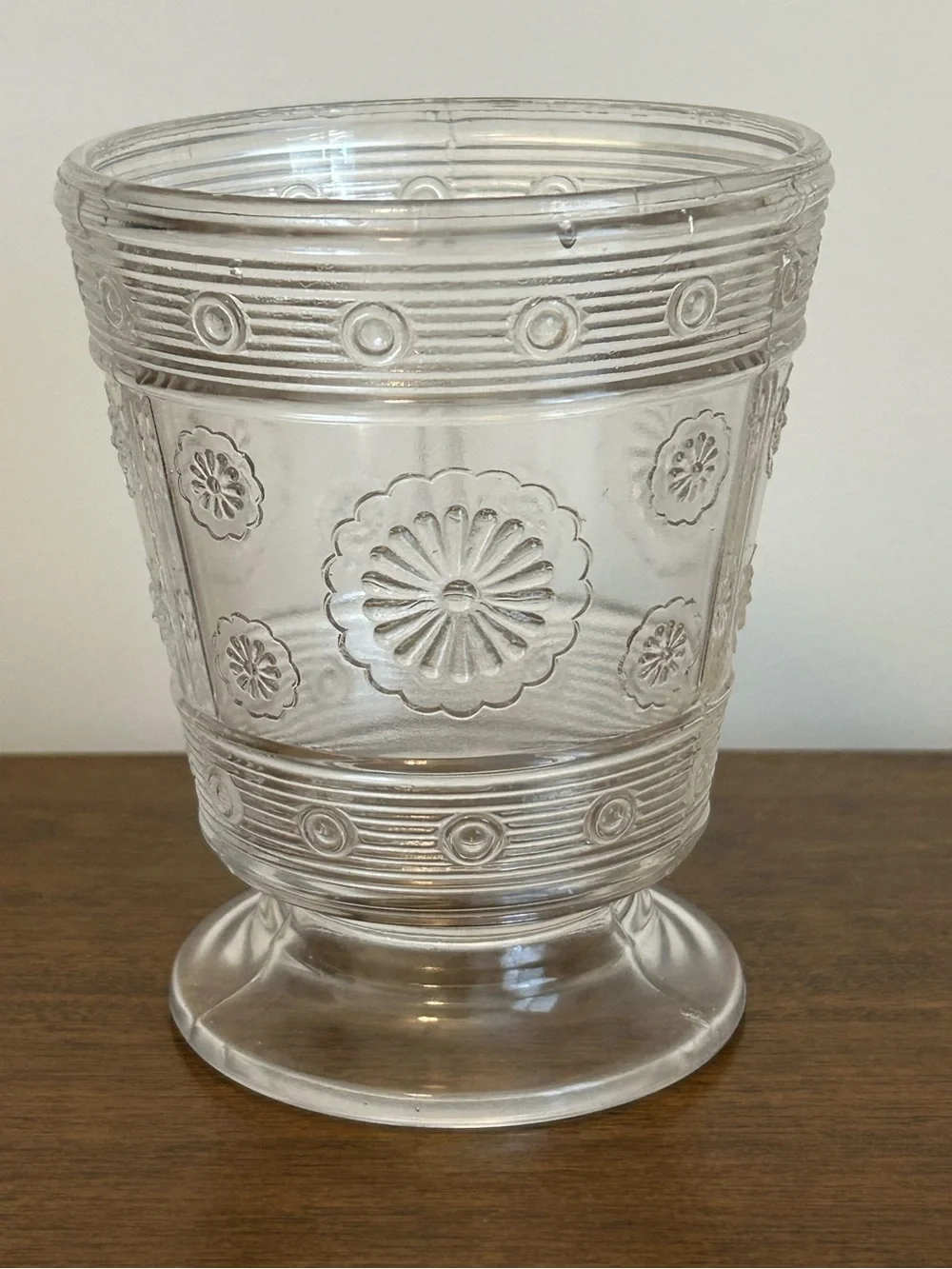 VINTAGE BRYCE BROTHERS 1889 EAPG MAGIC AKA ROSETTE CLEAR GLASS PEDESTAL SPOONER